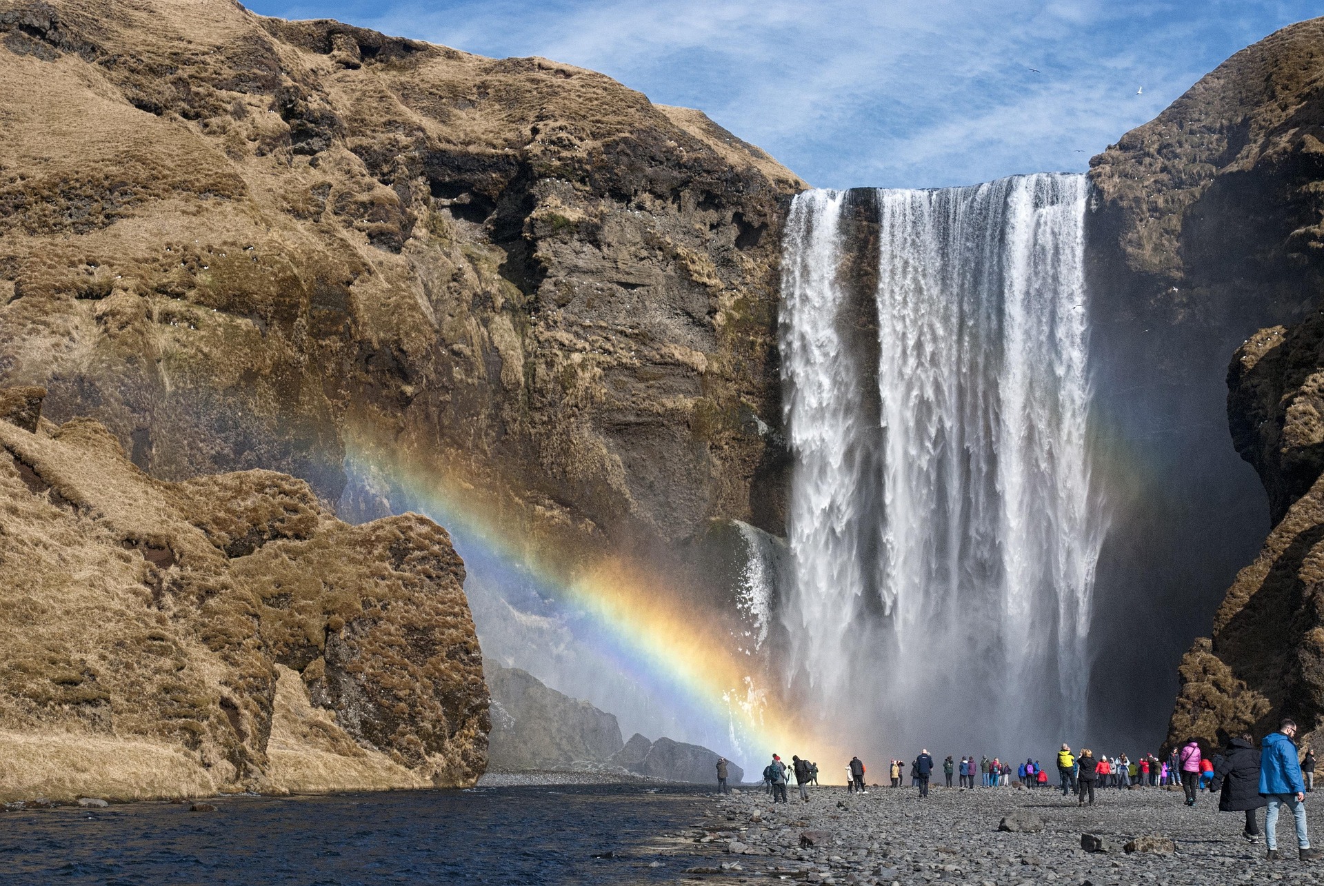 waterfall with rainbow